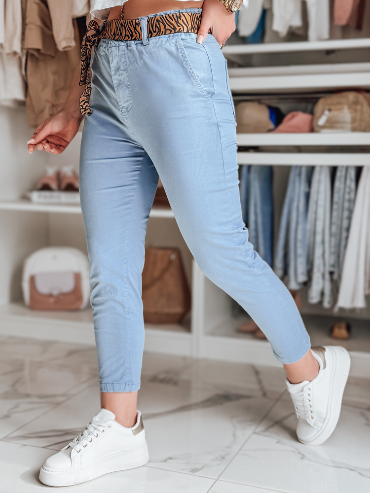 Spodnie damskie casualowe z paskiem MADELINA niebieskie Dstreet