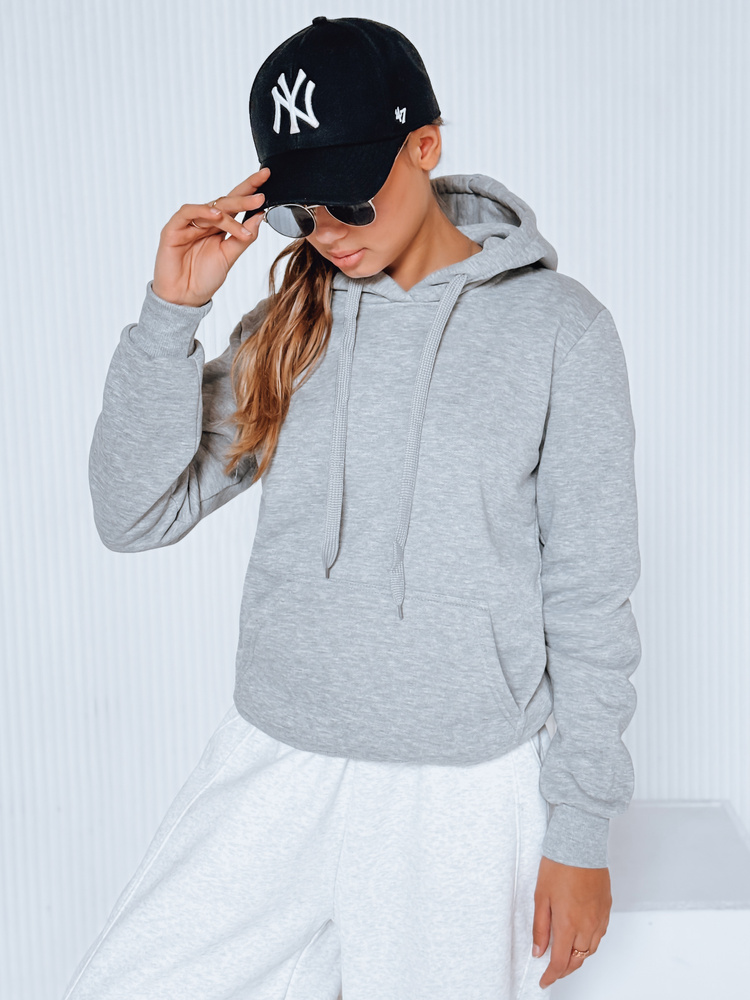 DStreet Bluza damska BASIC z kapturem szara