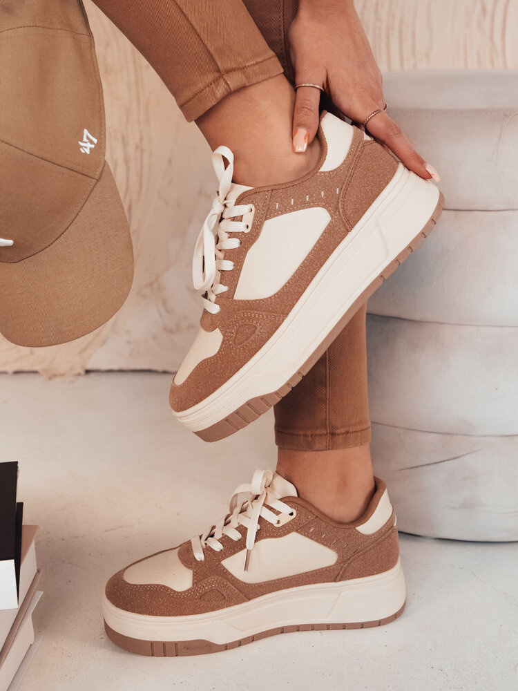 Sneakersy damskie LETUR ciemnobeżowe Dstreet