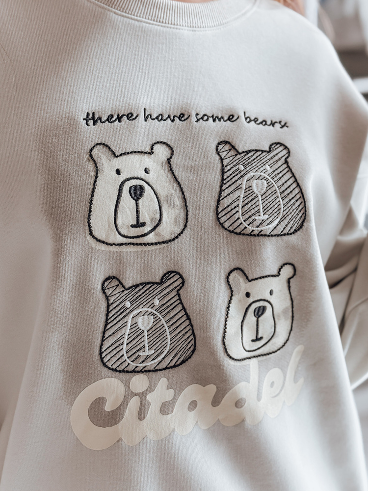 Bluza damska oversize z misiami MISOBEARS szara Dstreet