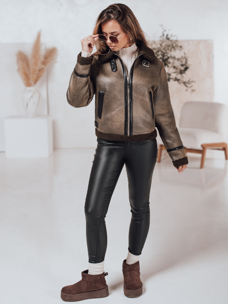 Jachetă de damă din piele întoarsă KASAMIRA cu blană