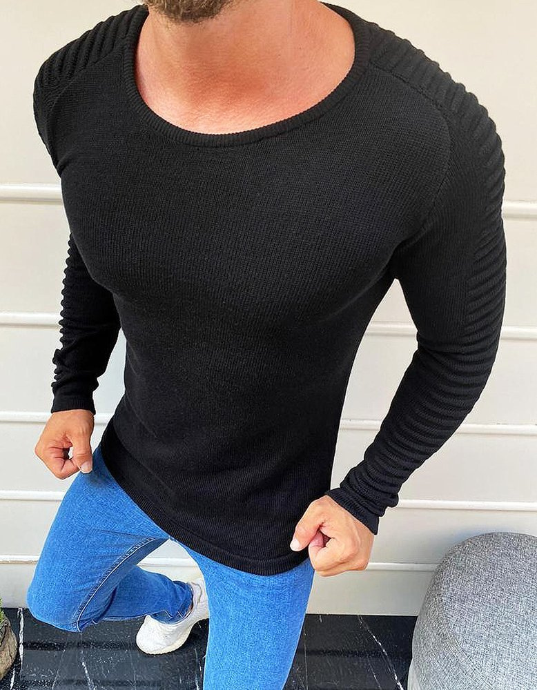 DStreet Sweter męski wkładany przez głowę czarny