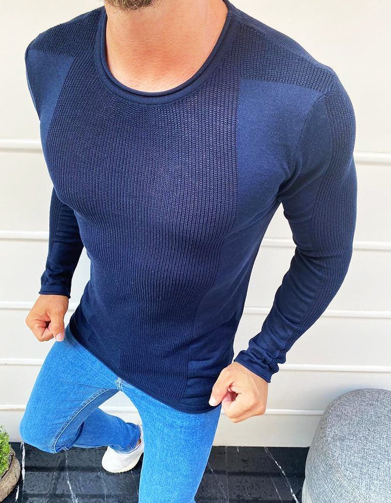 DStreet Sweter męski wkładany przez głowę granatowy