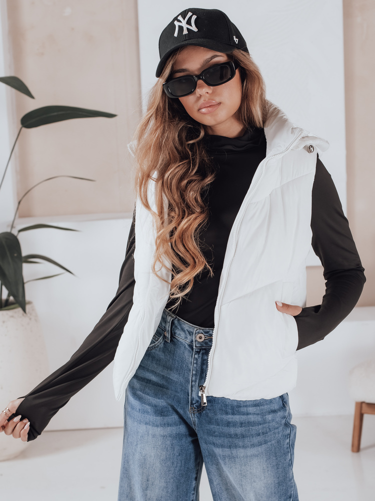 Vestă matlasată pentru femei LIKEHUGS albă