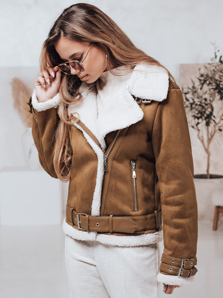 Jachetă de damă din piele întoarsă cu blană LEVERINO