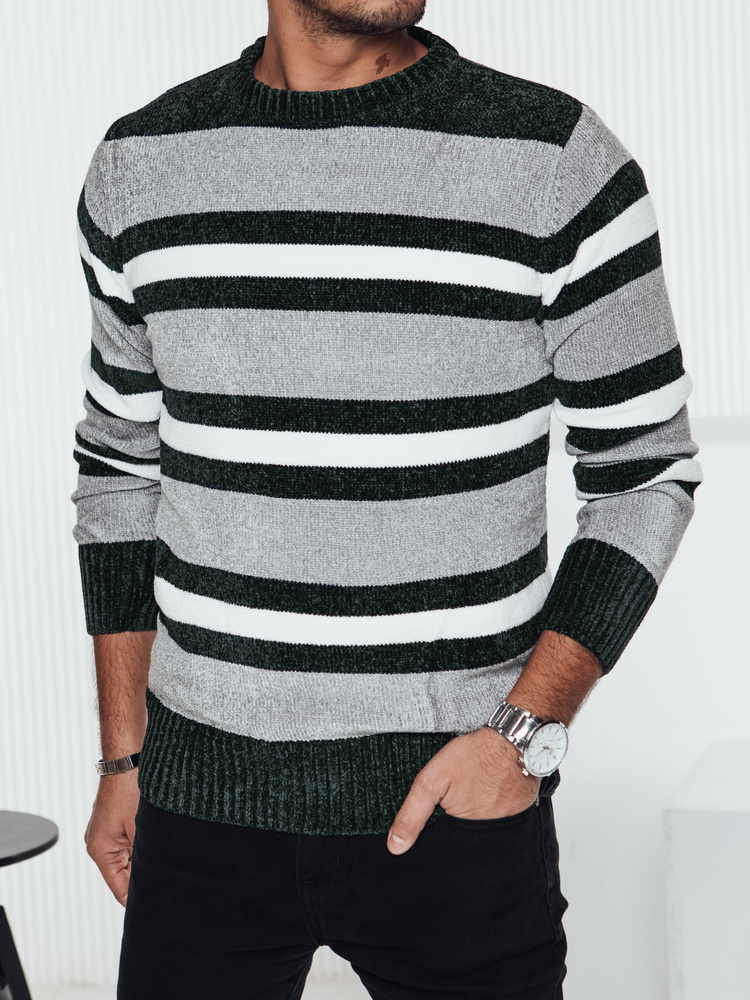 Sweter męski w paski szary Dstreet