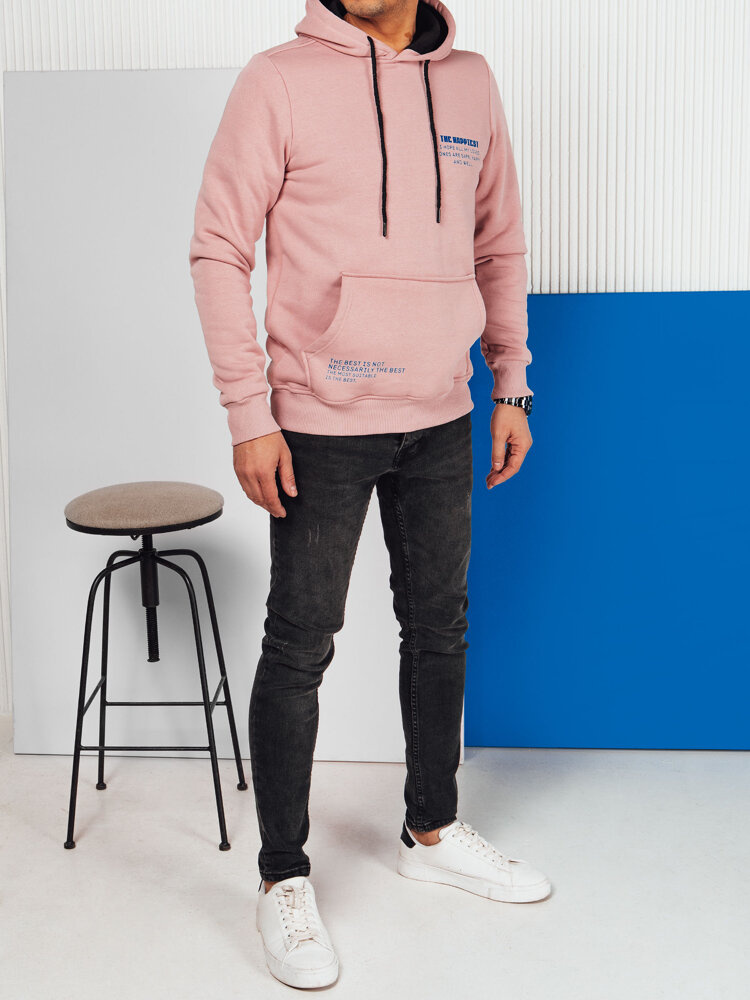 Bluza męska z kapturem różowa Dstreet