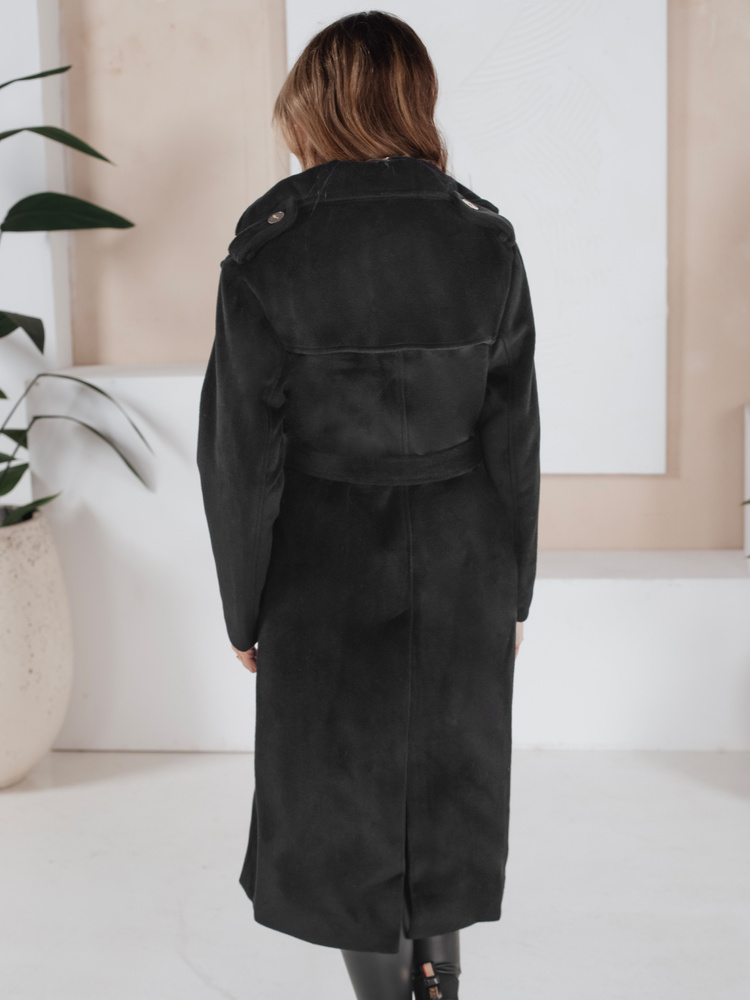 Płaszcz zimowy damski klasyczny trench czarny Dstreet