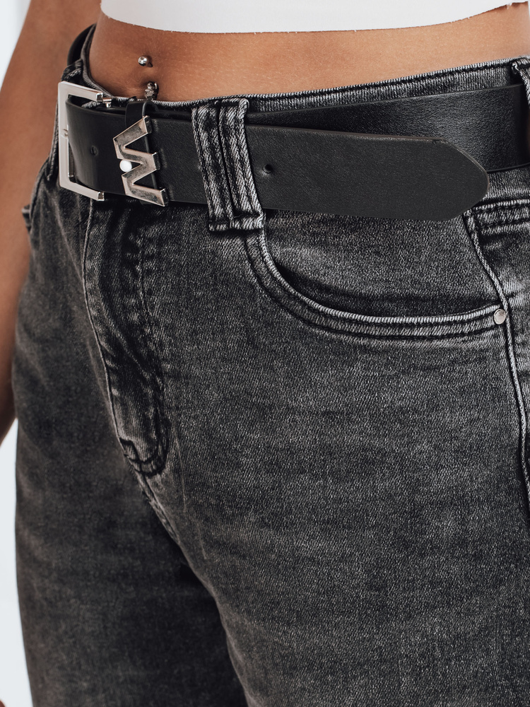 Blugi negri de damă, croială mom fit