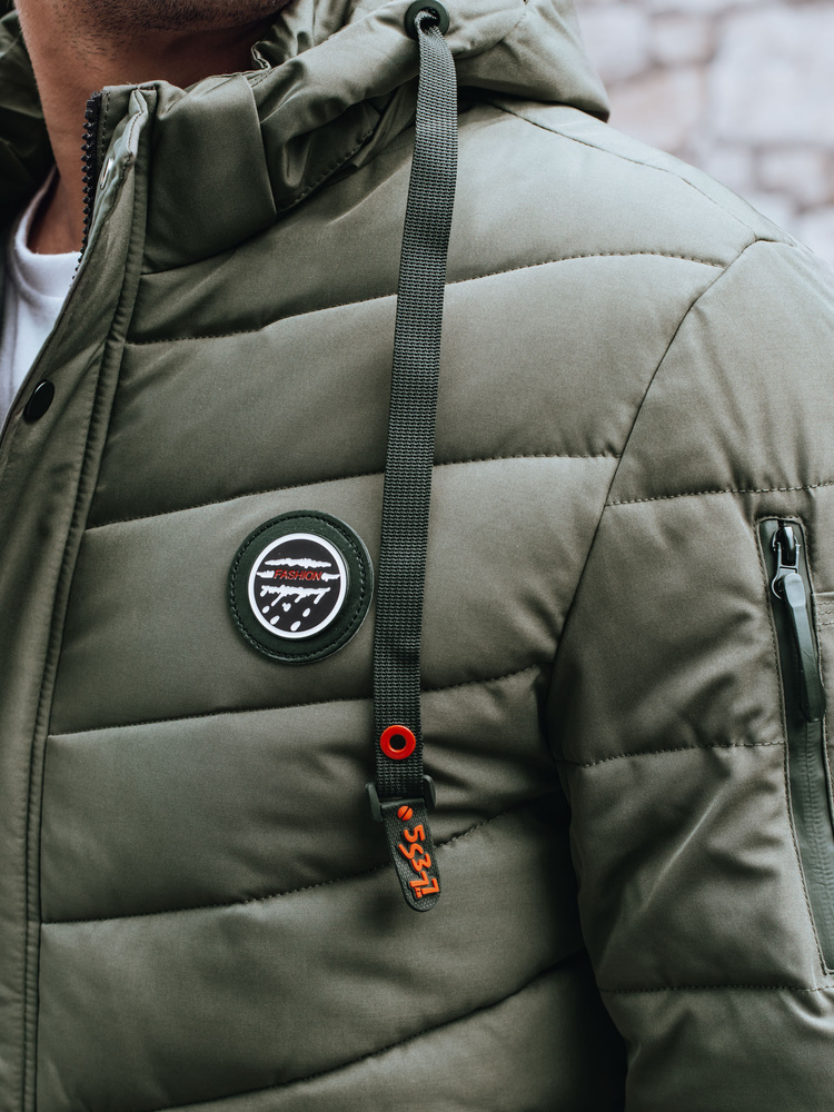 Kurtka męska zimowa pikowana z kapturem zielona Dstreet