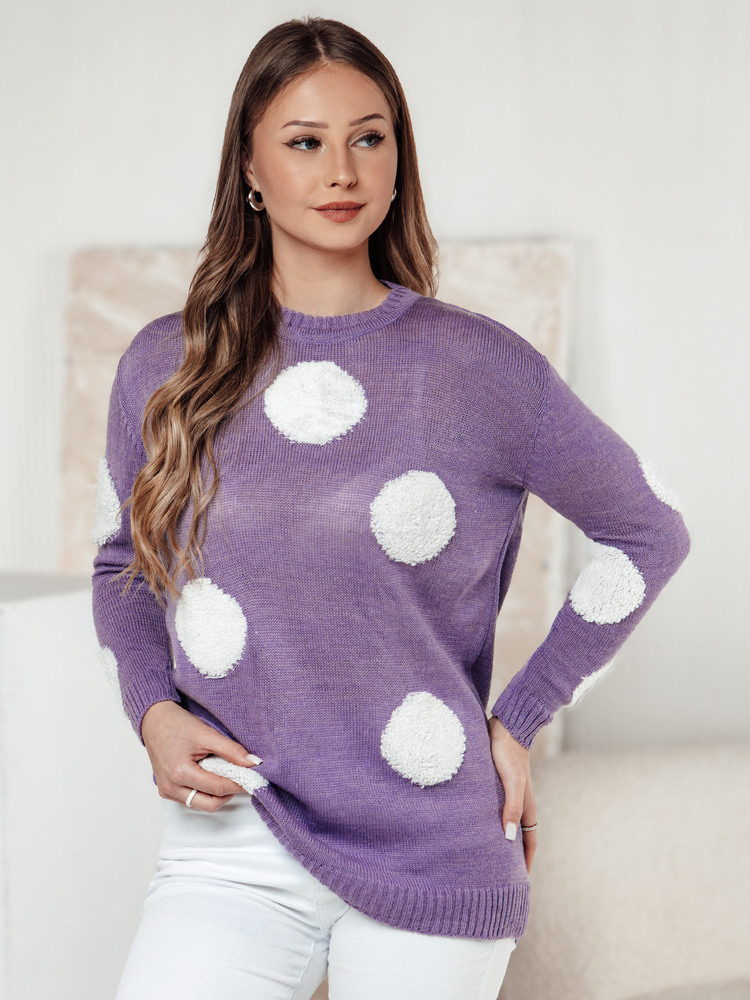 Sweter damski POLKAVO fioletowy Dstreet