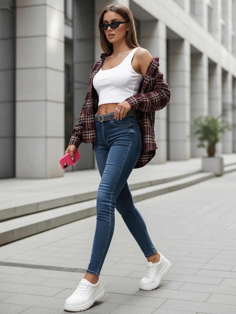Dámske skinny push-up rifle modré