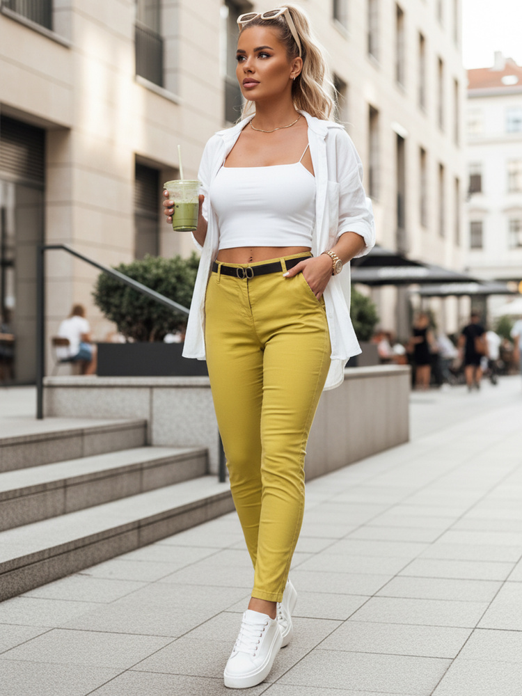 Dámske slim fit nohavice LINESKA s opaskom