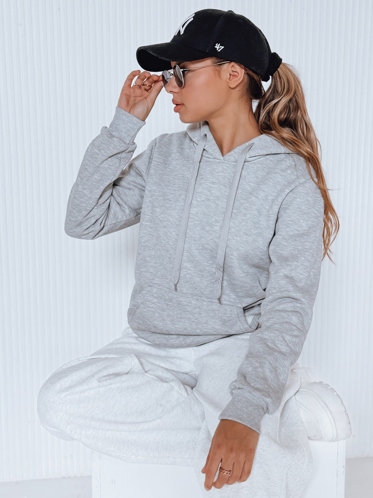 DStreet Bluza damska BASIC z kapturem szara