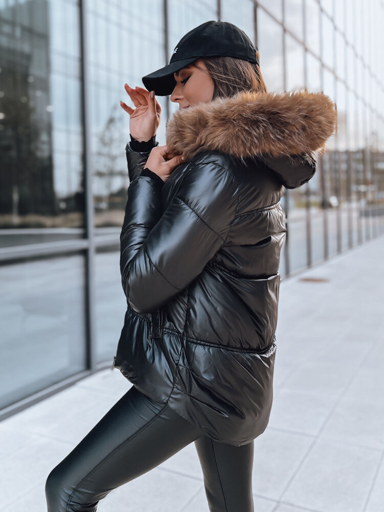 Kurtka zimowa damska pikowana SPARKLE czarna Dstreet