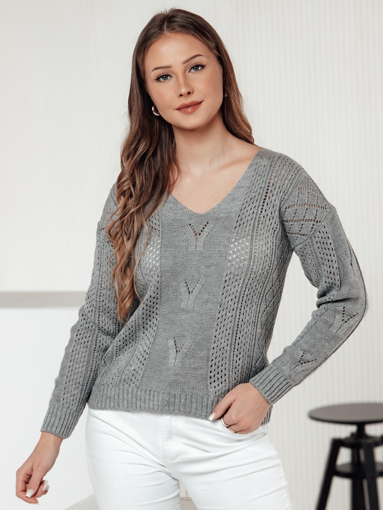 Sweter damski LACEONIA jasnoszary Dstreet