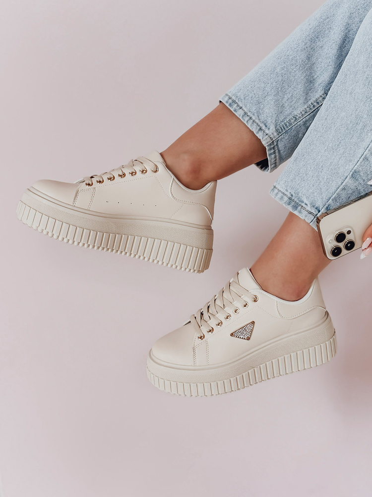 Teniși bej cu platformă pentru femei