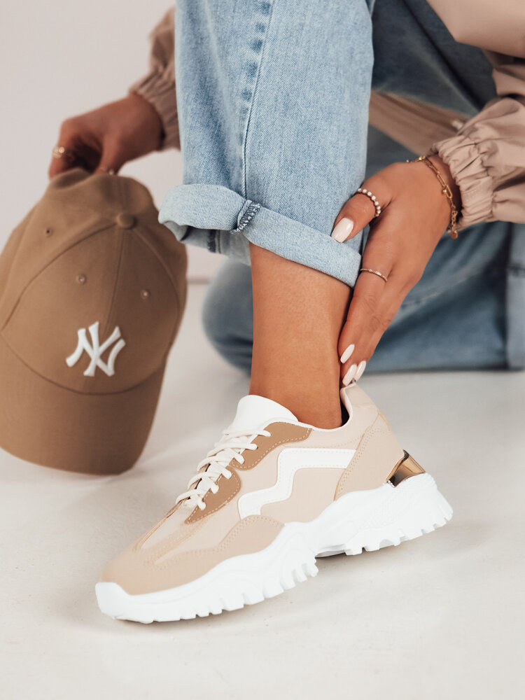 Sneakersy damskie PERNES beżowe Dstreet