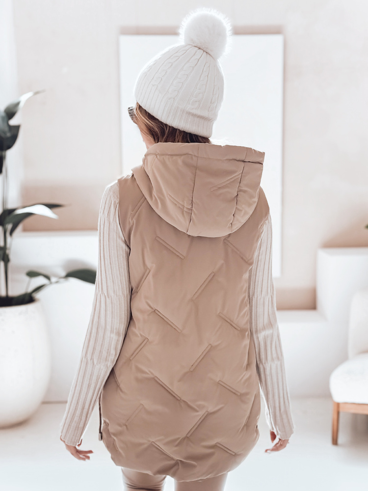 Vestă cu glugă de cămilă pentru femei