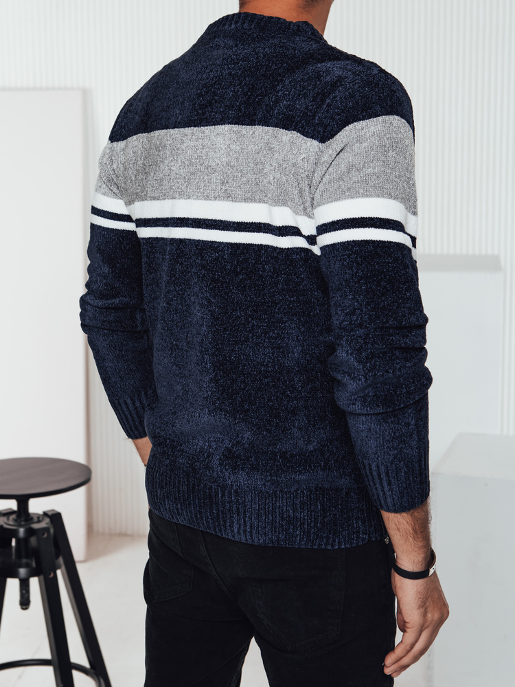 Sweter męski w paski granatowy Dstreet