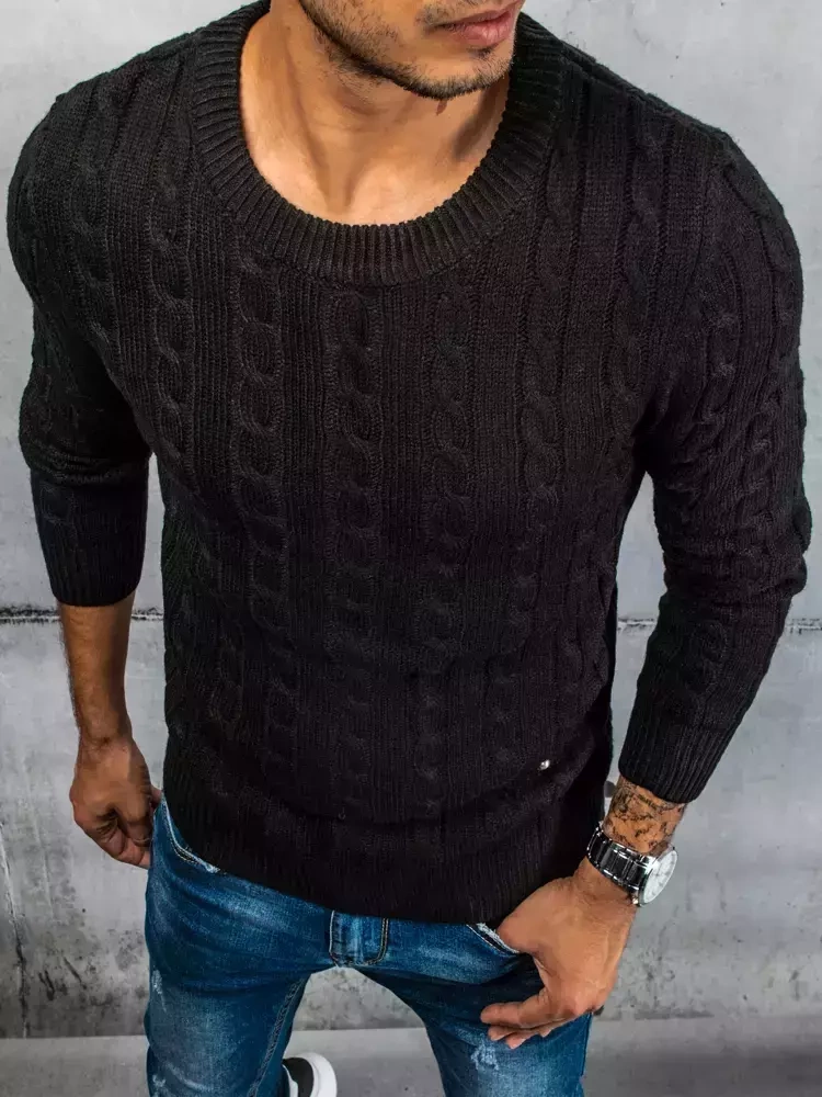 Sweter męski czarny Dstreet