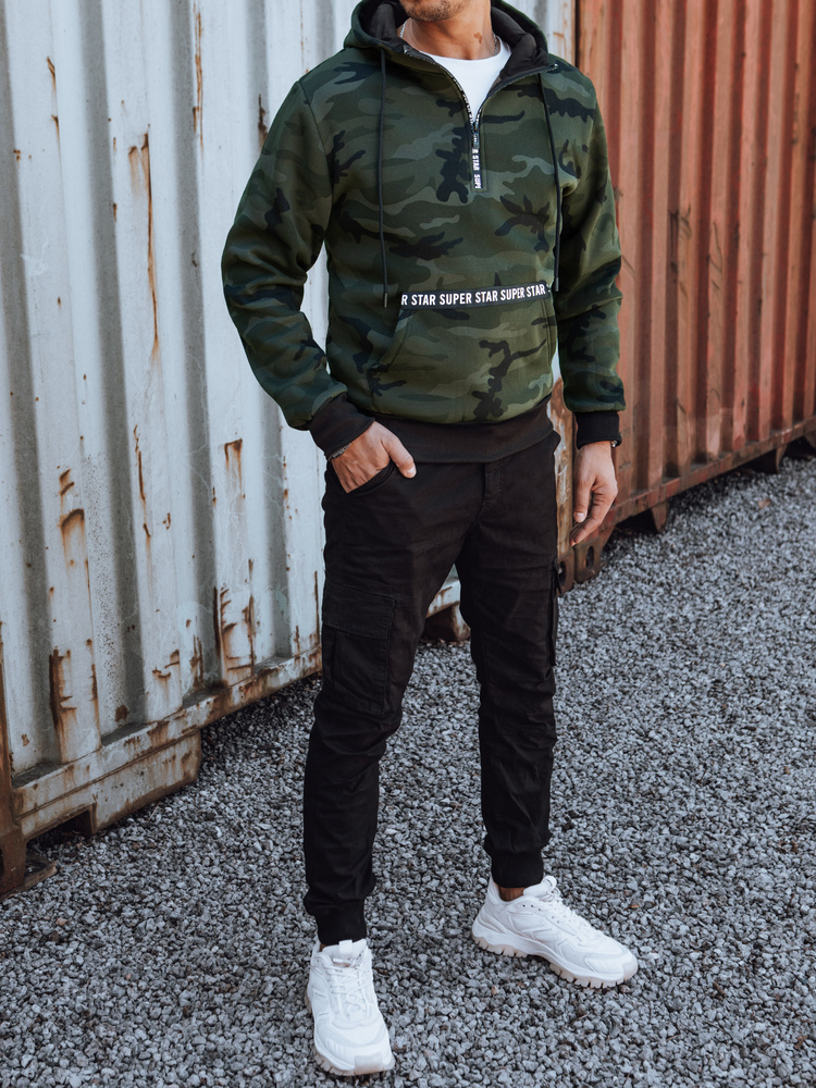 Bluza męska moro z kapturem czarna Dstreet