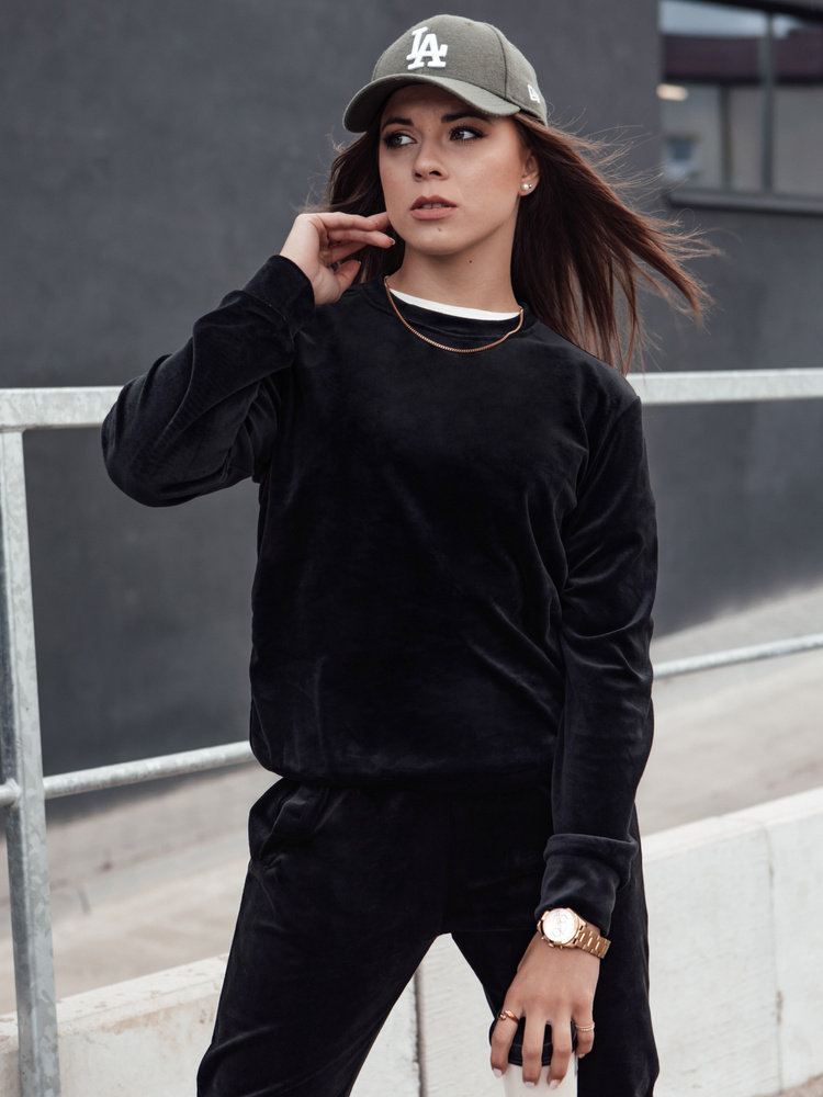 Komplet damski welurowy URBANVELVET czarny Dstreet