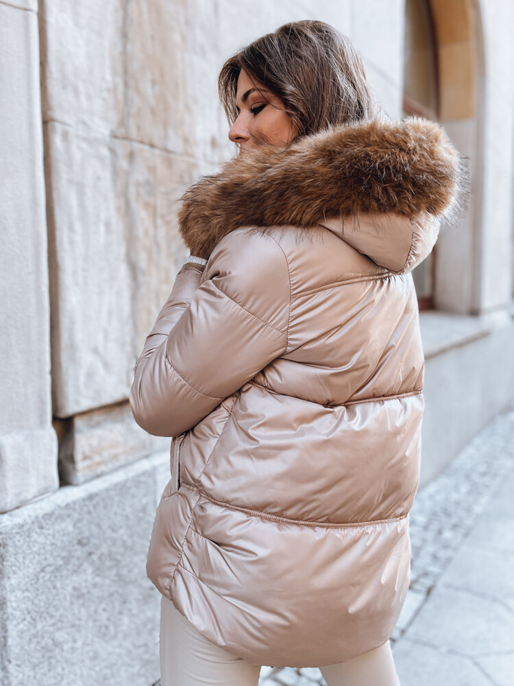 Kurtka zimowa damska pikowana SPARKLE kamelowa Dstreet