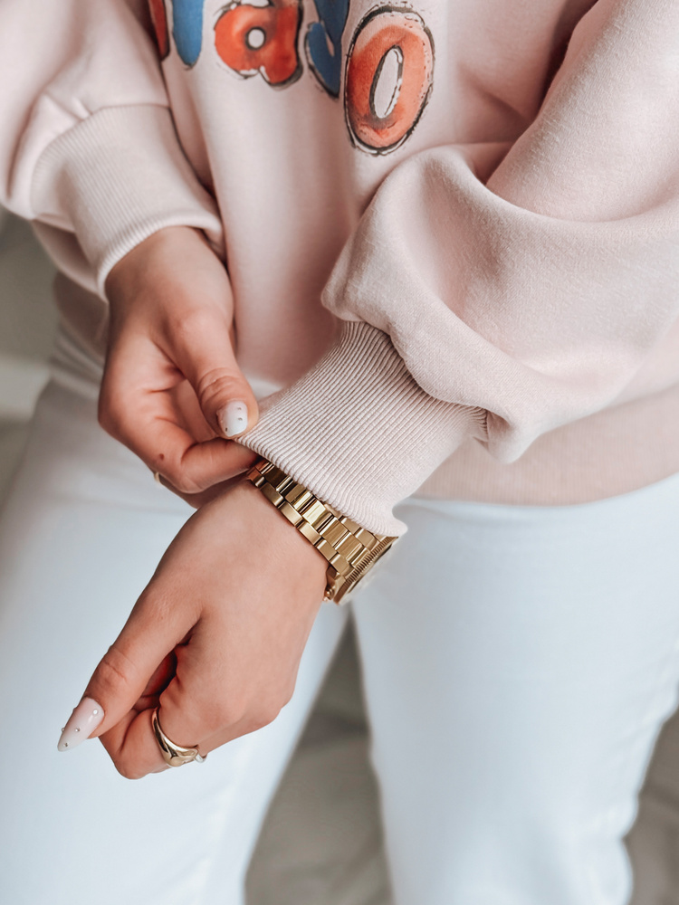 Bluza damska oversize z nadrukiem LALA VIBE różowa Dstreet