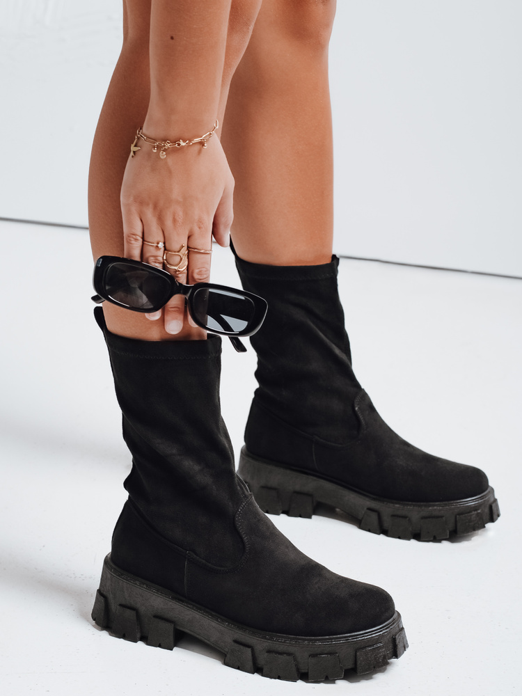 Ghete negre de damă cu platformă până la gleznă