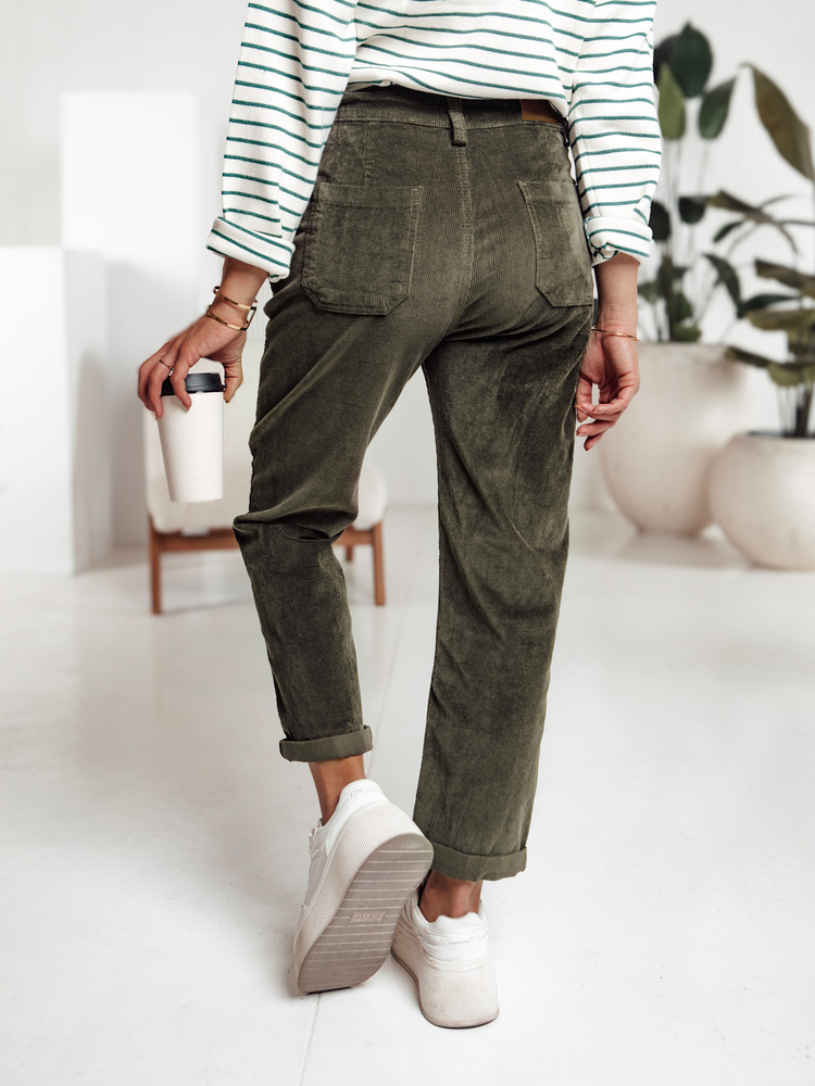 Pantaloni de damă verde închis Dstreet