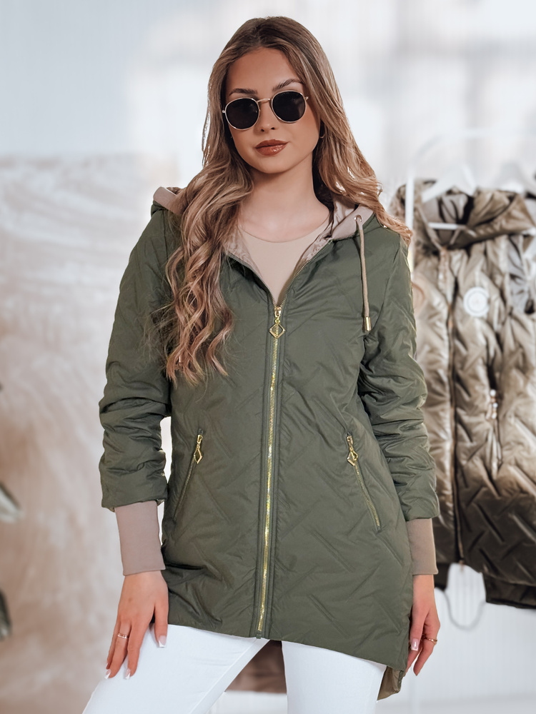 Kurtka damska przejściowa z kapturem LUMERA zielona Dstreet