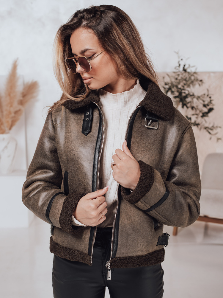 Jachetă de damă din piele întoarsă KASAMIRA cu blană