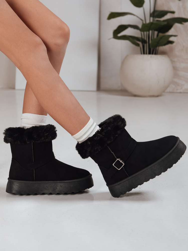 Черни снежни ботуши с козина