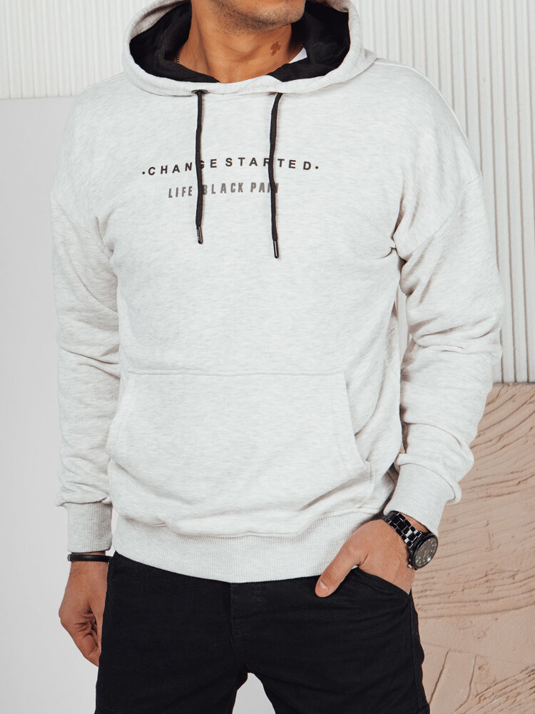 Bluza męska z nadrukiem jasnoszara Dstreet