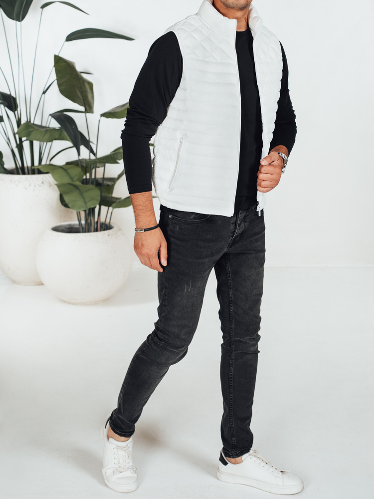 Kamizelka męska pikowana biała Dstreet