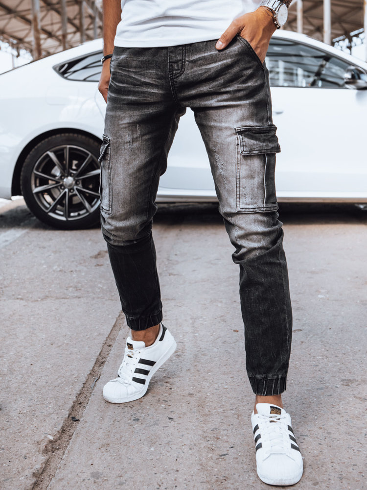 Spodnie męskie jeansowe joggery czarne Dstreet