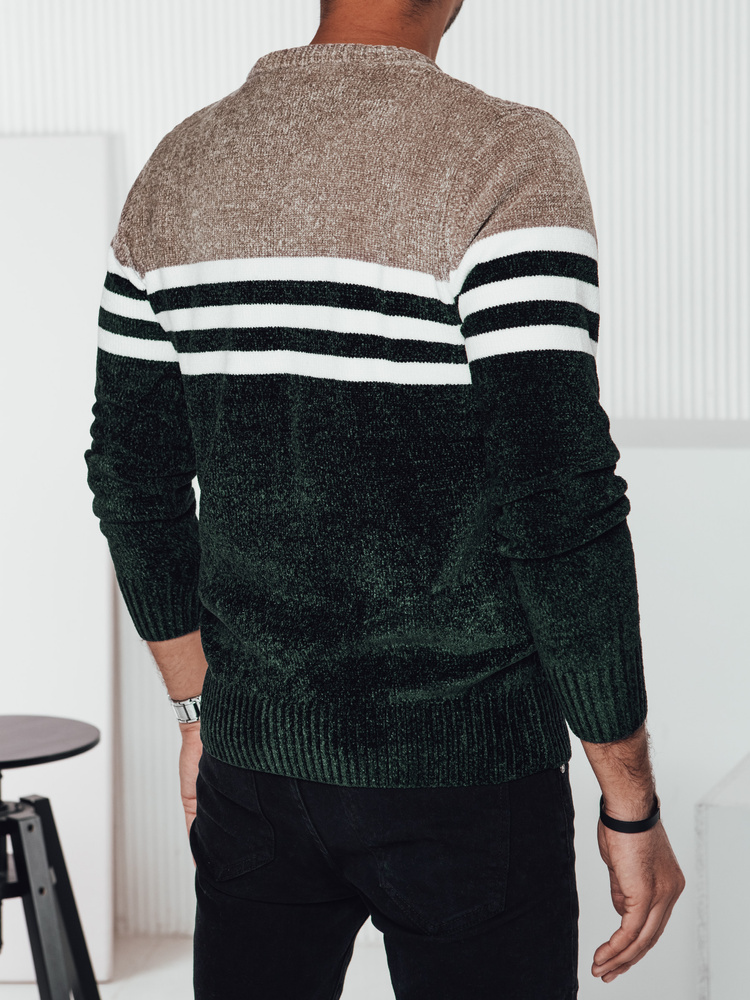 Sweter męski w paski zielony Dstreet