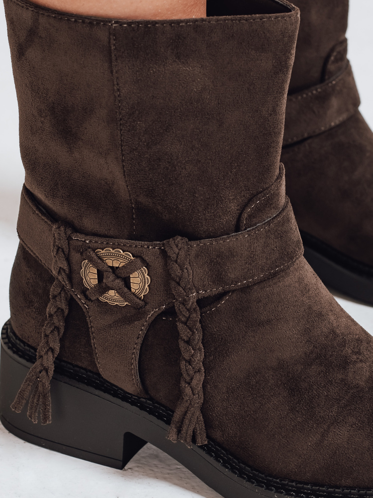 Ghete de damă din piele întoarsă, maro