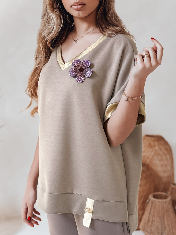 Bluză supradimensionată pentru femei SHINE LOVE mocha