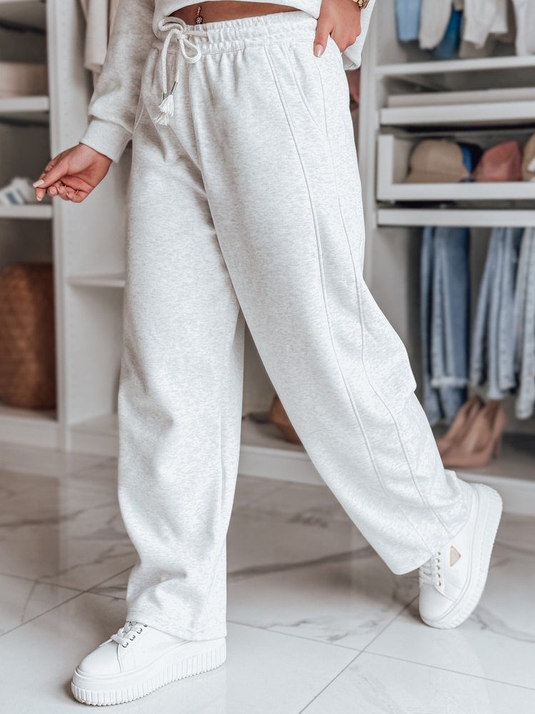Spodnie damskie dresowe wide leg DRESMOOD jasnoszare Dstreet