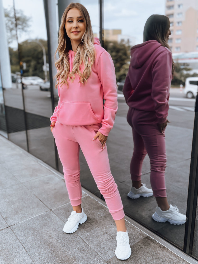 DStreet Bluza damska BASIC z kapturem różowa