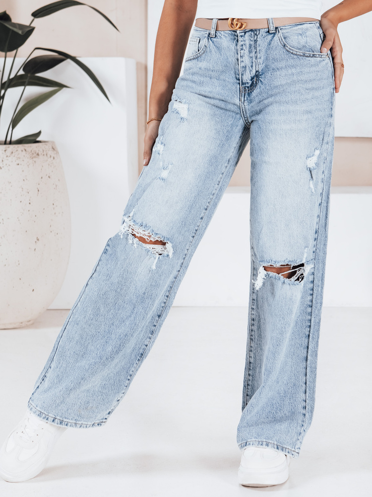 Blugi largi pentru femei, albastru deschis