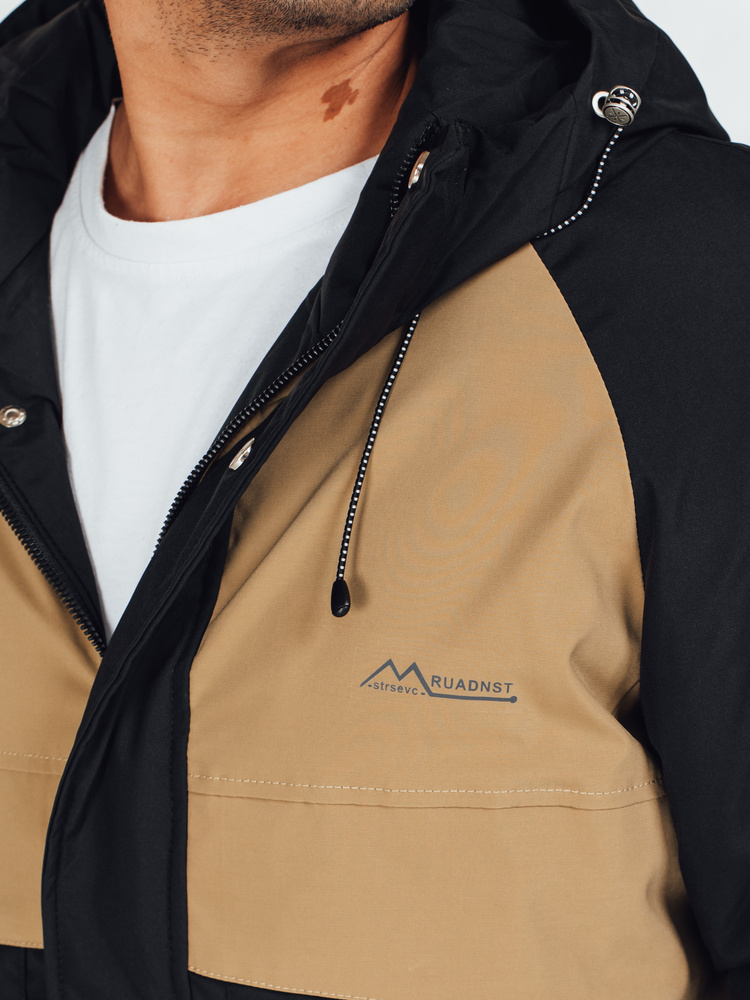 Kurtka męska zimowa z kapturem kamelowa Dstreet