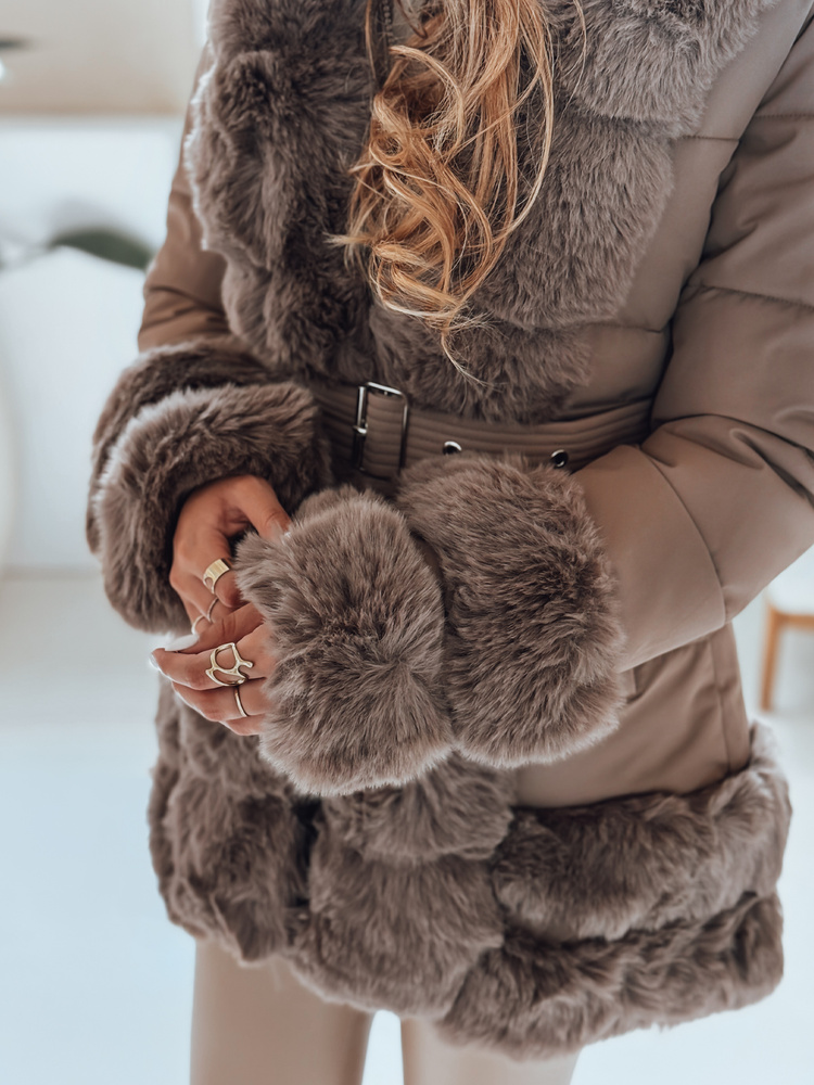 Geacă de iarnă pentru femei cu glugă și curea