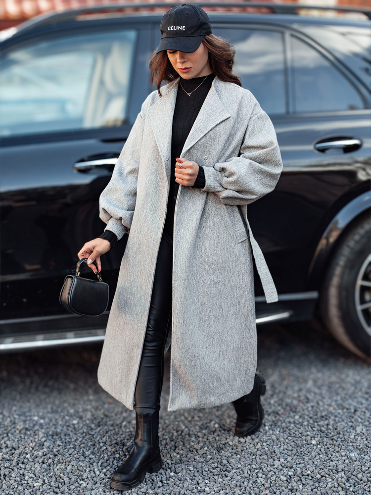 Palton lung de damă OPULENA cu curea