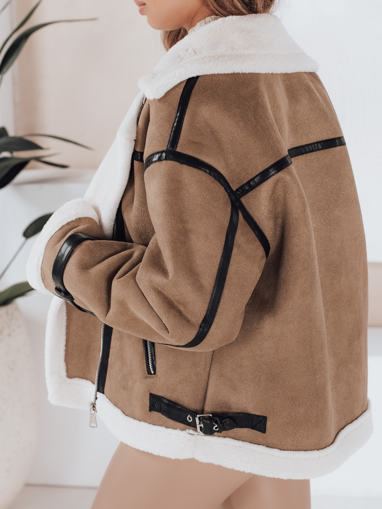 Damska kurtka zimowa kożuszek brązowy Dstreet