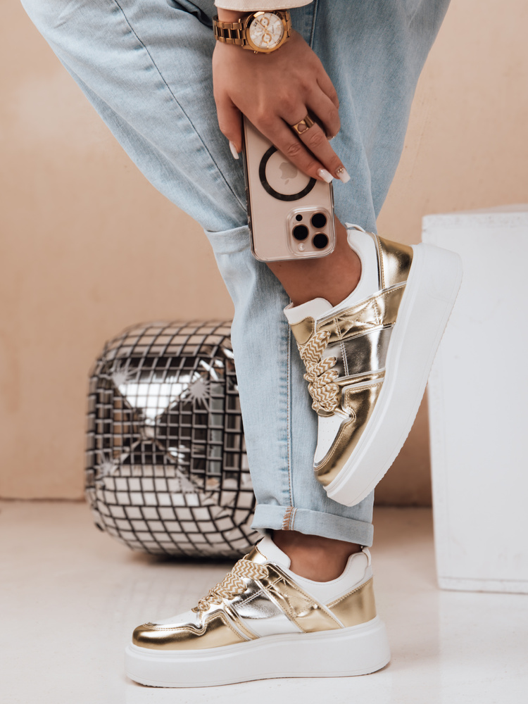 Teniși aurii pentru femei cu platforma HYPERWAY