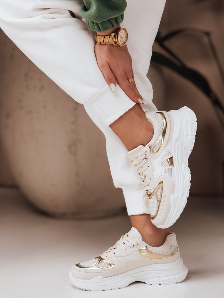 Sportowe sneakersy damskie AURAVIBE beżowe Dstreet