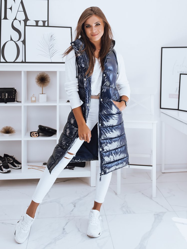 Kamizelka pikowana damska GANTINI niebieska Dstreet